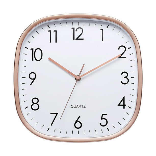 Bewildely Reloj de pared Digital Simple, relojes silenciosos de moda para el hogar, decoración de reloj silencioso para sala de estar, relojes Decoración del hogar Oro rosa 12 pulgadas
