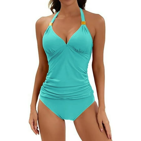 MSJUHEG One Piece Swimsuit Women Tummy Control Swimsuits for Women Bathing Suit for Women Two V Neck Swimsuit With Shorts Swimsuit Bathing Suit for Women Bathing Suit for Women Mint Green S