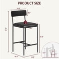 thumbnail image 2 of FOLDLIFE Bar Stools Set of 4,Upholstered Counter Height Bar Stools with Backrest and Footrest,Kitchen Barstools for Island,Counter Bar, Easy Assembly,Black, 2 of 6