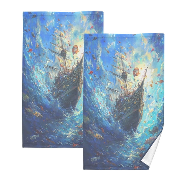 BZSMCE Face Towel Hand Towel Bath Towel Cotton Bath Towel Sets Hand Bath Towels Fashion The Sunken Treasure Pattern
