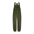 thumbnail image 5 of QSAWXQZ Women's Fleece Lined Overalls Adjustable Strap Solid Pants Jumpsuit with Zipper Pockets Olive Green XL, 5 of 5