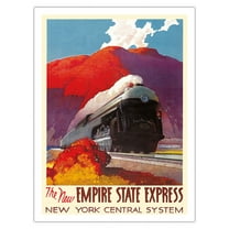 The New Empire State Express - Hudson River Valley - New York Central System - Vintage Railroad Travel Poster by Leslie Darrell Ragan c.1941 - Bamboo Fine Art 290gsm Paper (Unframed) 12x16in