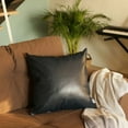 thumbnail image 3 of Bohemian Handmade Decorative Single Throw Pillow Vegan Faux Leather Solid 17" x 17" Navy Blue Square for Couch, Bedding, 3 of 4