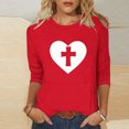 thumbnail image 1 of TaTaai Spring Top for Women Easter Cross Print 3/4 Sleeve Round Neck Casual Loose Fit T Shirt Fashion Blouse Soft Lightweight for Summer Daily Outing Gift, 1 of 5