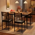thumbnail image 2 of 5 Piece Industrial Farmhouse Dining Set for 4, Space Saving Rectangular Table Chairs with Sturdy Metal Frame, Scratch Resistant, Perfect for Apartments, 2 of 11