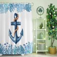thumbnail image 2 of Shower Curtain, Nautical Anchor Strings Ocean Coral Waterproof Shower Curtain Set with Hooks for Bathroom Showers,Stalls and Bathtubs,72x72In Blue Marine Theme Fish, 2 of 9