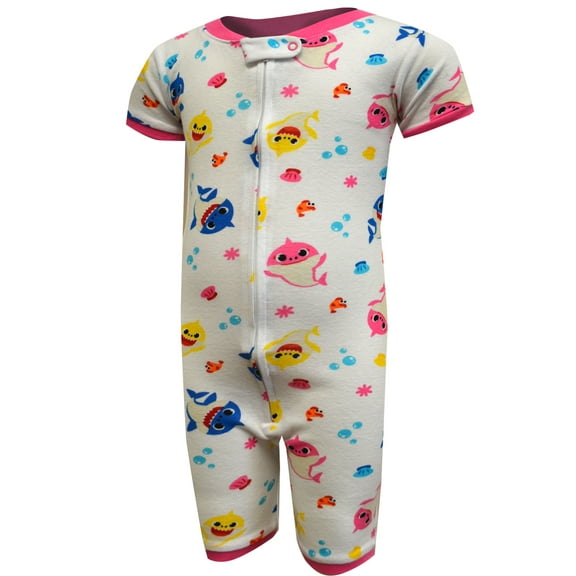 AME Sleepwear Girls Baby Shark Cotton Infant Girls Sleeper One Piece Pajamas