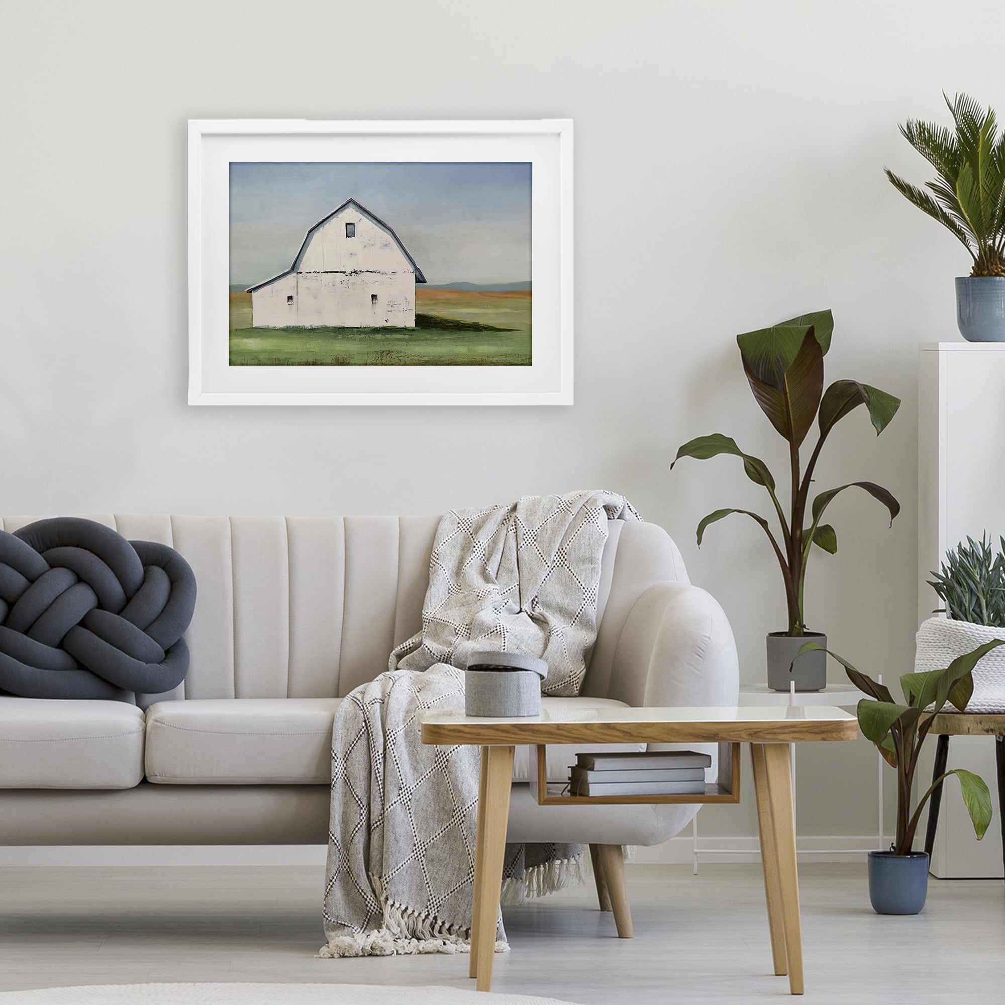 Stupell Industries Weathered and Wise Barn White Framed Print Under Glass, design by Max Maxx