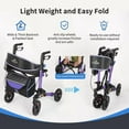 thumbnail image 7 of All-Terrain Rollator Walker, Lightweight Foldable Seated Walker with Backrest & 8" Wheels for Seniors Adult,Purple, 7 of 7