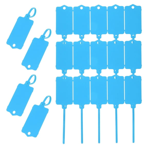 Uxcell 50Pcs Blank Waterproof Plastic Tags, Label Shipping Tag with Zip Tie, Blue 2.48 x 1.46Inch