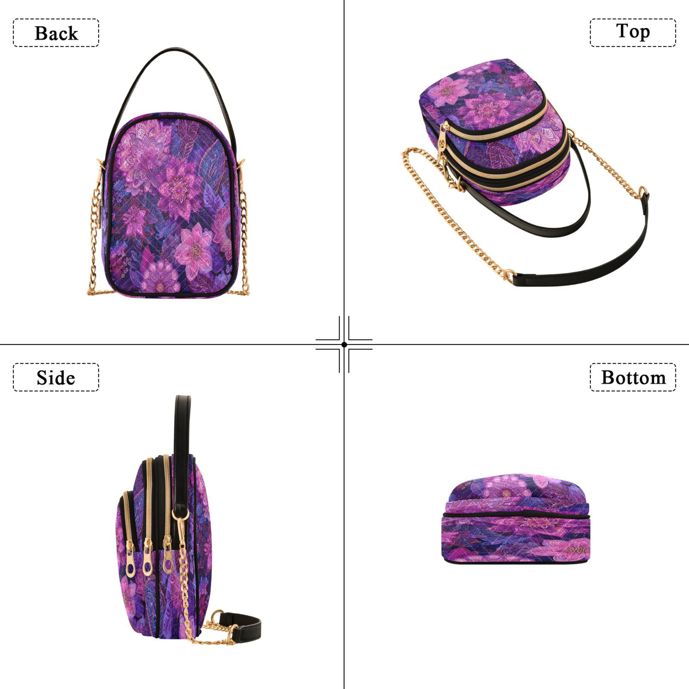 Quilted Women's Crossbody Bag Purses and Handbags with Detachable Leather Strap Lavender Bohemian Pattern