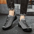 thumbnail image 6 of Men's Leather Casual Shoes Suede Non-Slip Lace Up Hiking Low Top Comfortable Anti-Collision Wear-Resistant Outdoor Sneakers Gray 10 US, 6 of 7