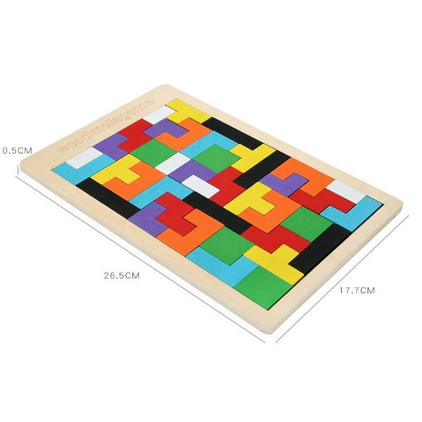 Bloques de madera rompecabezas juguete Tangram rompecabezas inteligencia colorido 3D bloques rusos juego educativo Montessori