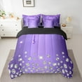 thumbnail image 2 of Feelyou Chic Bling Diamond Bedding Comforter Set 7 Pieces, Purple Sequin Print Full Bedding Set, Modern Fashion Reversible Fitted Sheet Flat Sheet, Luxury Bedroom Decor, 2 of 7