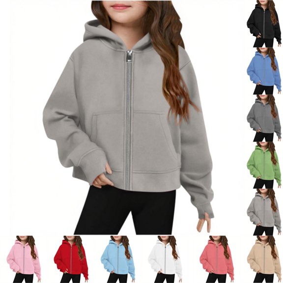 YOUYEDIAN Zip Up Hoodies for Girls Fall Winter Casual Hooded Jackets Oversized Lightweight Coats with Pockets