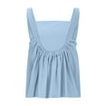 thumbnail image 5 of DDAPJ pyju Cotton Linen Tops for Women Sleeveless Babydoll Blouse Flowy Pleated Cropped Tank Top Sky Blue M, 5 of 10