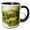 Black/White, variant on 3drose, Female Blue Dasher Dragonfly on Daisy, Kentucky, 11oz Two-tone Yellow Mug