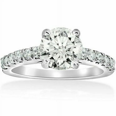 Real 14K Solid White gold 2.45c Round Brilliant cut Anniversary Engagement Ring