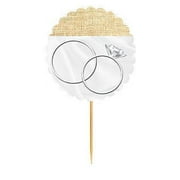 Wedding Ring Rustic Burlap Wedding Cupcake Decoration Topper Food Picks