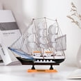 thumbnail image 5 of EIMELI Sailboat Model Decoration - Wooden Sailing Boat Home Decor Set, Beach Nautical Design, Black and White with Anchor, 5 of 6