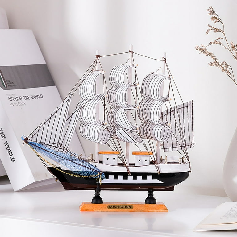 Chok Sailboat Model Decor, Wooden Sailing Boat Nautical Decor Model Ship  for Ocean Theme Party and Room Decoration, Photo Props