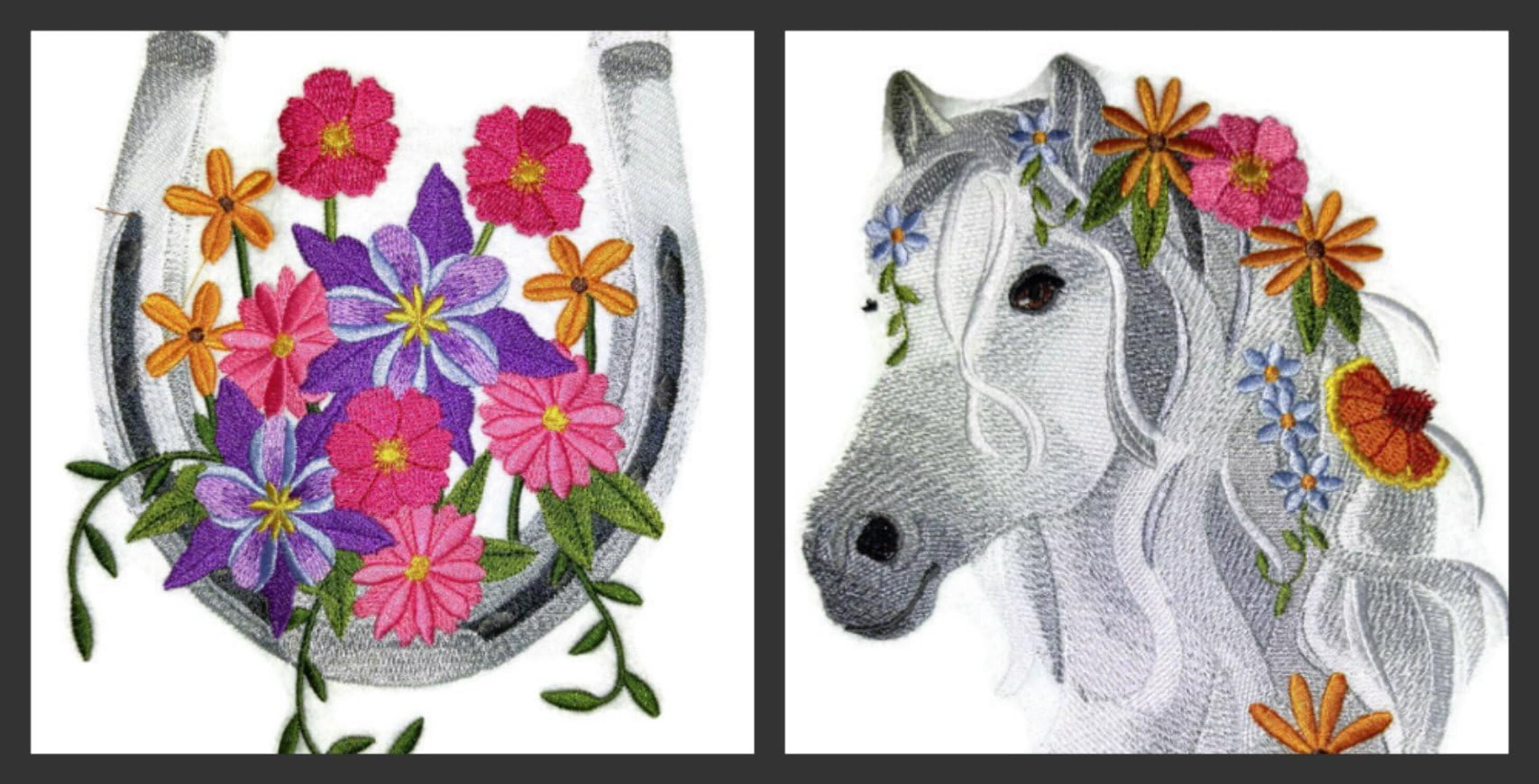 Custom Horse in Wildflowers Embroidery Iron On/Sew patch [7.8" x 5.86"]