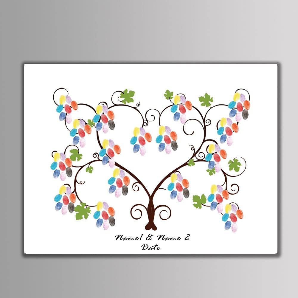 MAGT Arbre à Empreintes Digitales Toile Signature Mariage - Kit Encre 6 Couleurs Pour Fête Anniversaire Et Souvenirs Uniques !