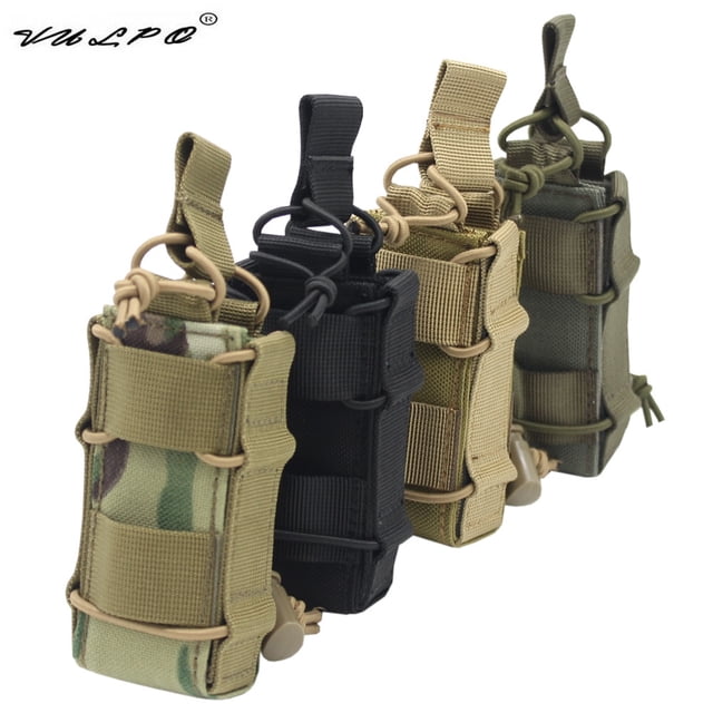 VULPO 1000D Nylon Tactical 9mm Magazine Pouch Bag Pistol Single Mag Pouch Molle Flashlight Pouch Hunting Airsoft Holster zhangmengya LED