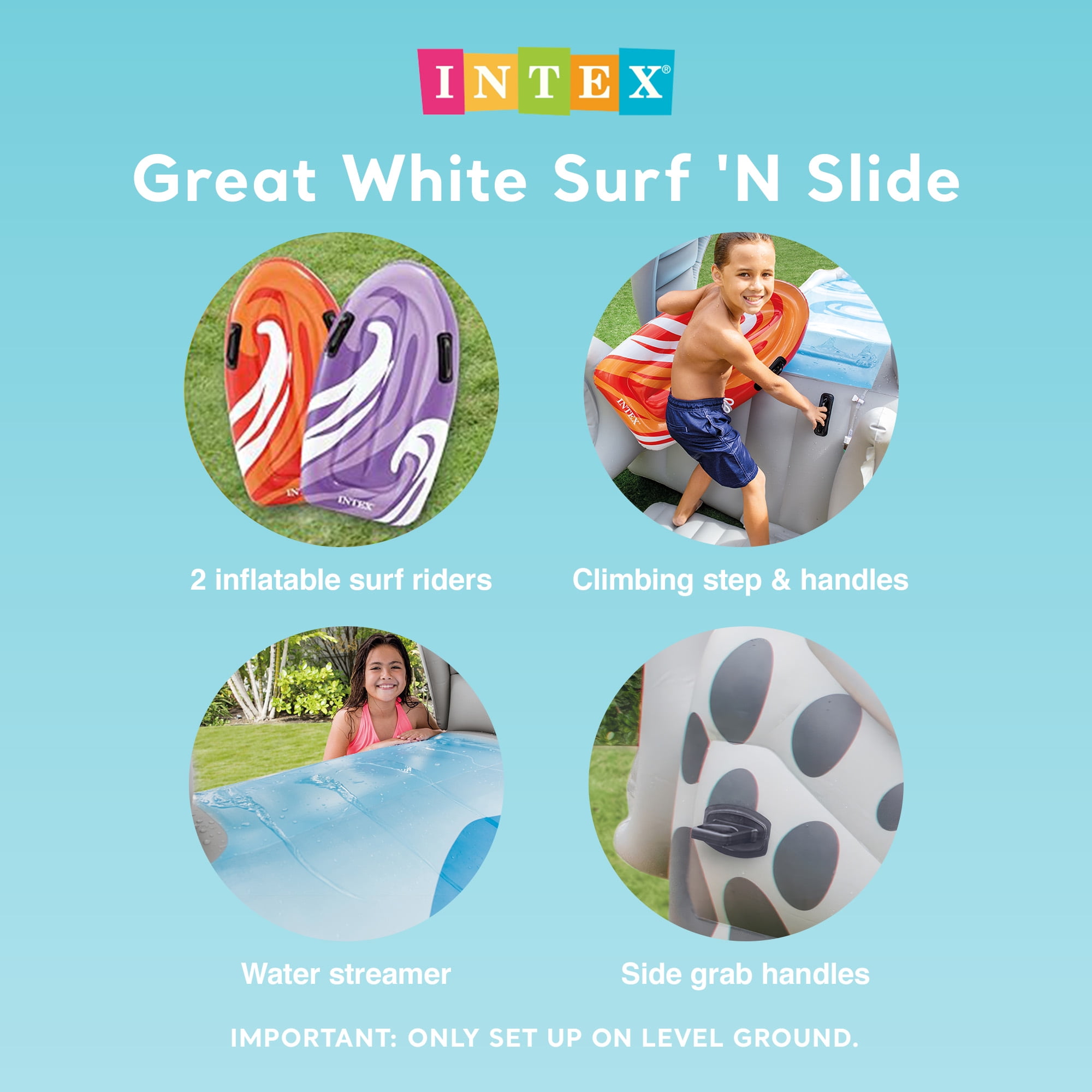 Intex Surf 'N Slide Inflatable Kids Water Slide with Two Surf Riders