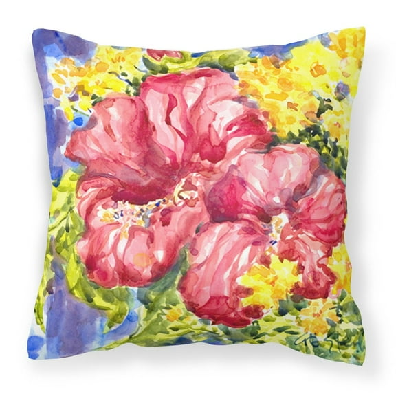 Carolines Treasures 6056PW1414 Flower - Hibiscus Decorative   Canvas Fabric Pillow 14Hx14W multicolor
