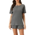 thumbnail image 1 of Conjuntos de pijama de mujer INSPIRE CHIC, ropa de salón casual, pantalones cortos, camisetas con pantalones y bolsillos, 3XL gris, 1 of 6