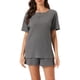 thumbnail image 1 of Conjuntos de pijama de mujer INSPIRE CHIC, ropa de salón casual, pantalones cortos, camisetas con pantalones y bolsillos, 3XL gris, 1 of 6