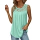 thumbnail image 3 of Camisetas de Tirantes de Verano para Mujer, Corte Holgado, Túnicas Plisadas, Escote Redondo, Sin Mangas, Encaje, Dobladillo Curvo, Fluidas. Lago Verde XXL, 3 of 7