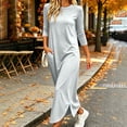 thumbnail image 2 of HBGVBA Casual Maxi Dresses for Women T Shirt Dress 3/4 Sleeve Crewneck Side Slit Pocket Loose Soft Stretchy Dress, 2 of 6