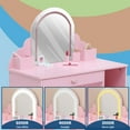 thumbnail image 3 of Kids Vanity Table Set with Stool and Lighted Mirror, 39.8inch Tall Dressing Table Makeup Desk with Drawer, 2 Tier Open Storage Shelves, Cubbies & Makeup Playset, Wooden Princess Dressing Table for Lit, 3 of 6