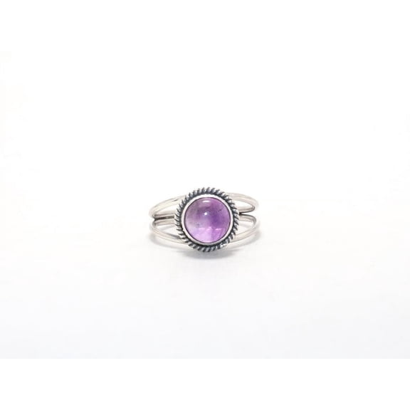 Heaven Crafts 925 Sterling Silver Purple Amethyst Gemstone Ring February Birthstone Minimalist Cocktail Ring Silver Jewelry Gift Item