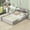 Grey, variant on HICOMILA Twin Size Bed with Safety Guardrails and Storage Headboard, Wood Platform Bed Frame with Shelves and Built-in LED Light, White