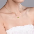 thumbnail image 2 of Gem Stone King 14K Yellow Gold Green Peridot Pendant Necklace for Women (1.00 Cttw, Gemstone August Birthstone, Round 6MM, with 18 inch Chain), 2 of 4