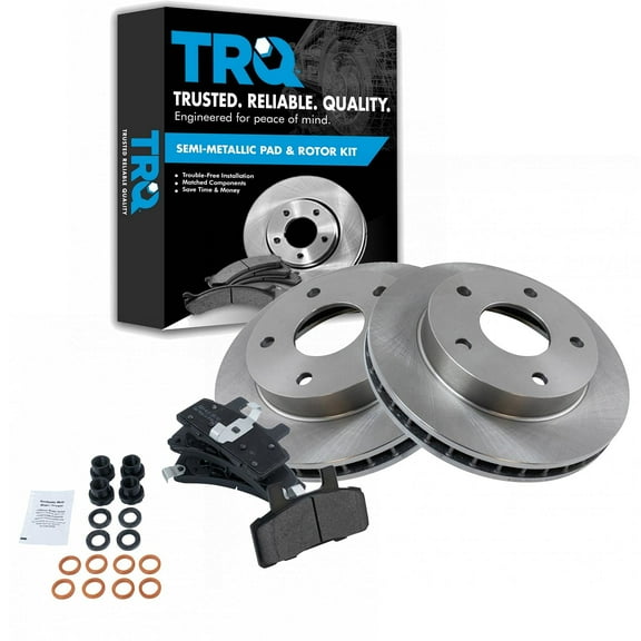 TRQ Front Brake Pad & Rotor Kit Brake Pads Brake Rotor Semi-Metallic Fits Select 1994-1999 Dodge Ram 1500