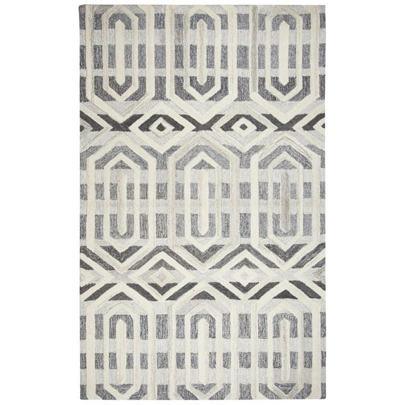Alora Decor Makalu 8' x 10' Geometric Gray/Natural Hand-Tufted Area Rug