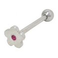 thumbnail image 3 of Flat Head Jeweled Flower Design Tongue Ring, 3 of 10