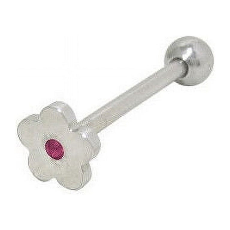 Flat Head Jeweled Flower Design Tongue Ring Walmart