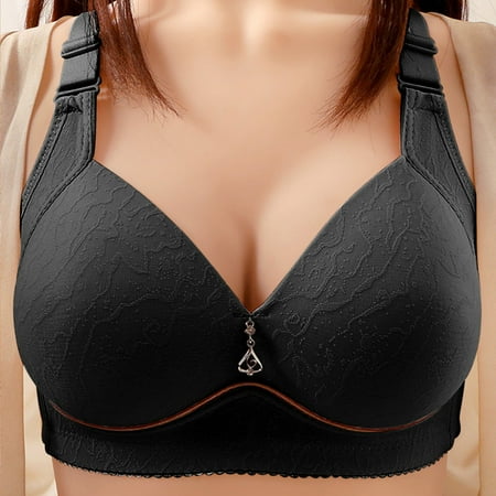 Under 25 Women s Embroidered Bra  Comfortable Seamless  Breathable Underwire-Free  Soft Material  Everyday Casual  Supportive Bra  for Daily Wear  Plus Size Top|Nylon Spandex Black
