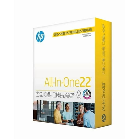 HP All-In-One Printing Paper, 96 Brightness, 22 lb., Letter, 1 Ream, 750 Sheets