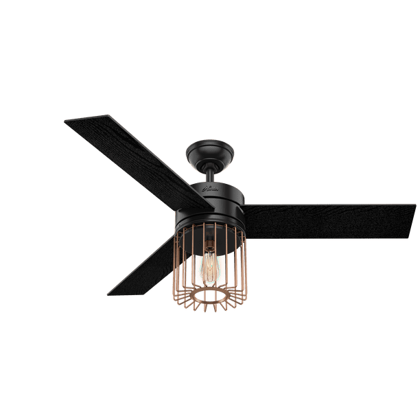 Hunter 52 Ronan Matte Black Ceiling Fan With Light Kit And Remote Com - Ronan Ceiling Fan With Light