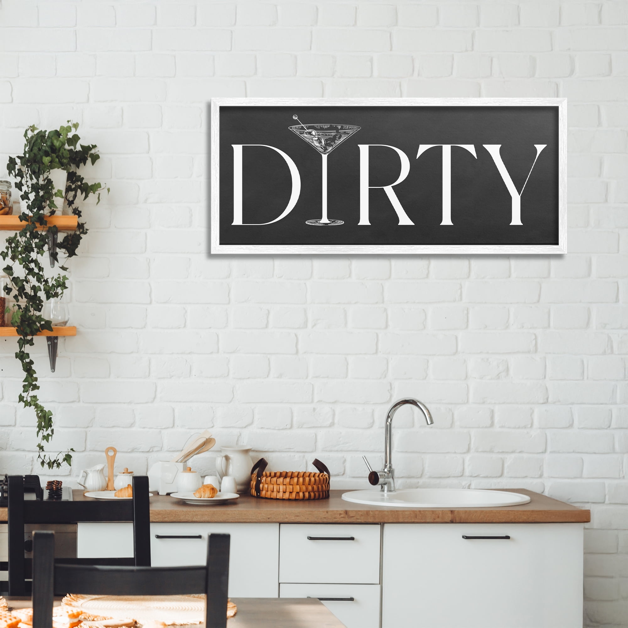 Stupell Industries Dirty Martini with Chalkboard Lettering White Framed Giclee Art, design by Lettered and Lined