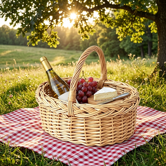 MMGUQA Premium Natural Willow Woven Flower Basket with Handle Rustic Farmhouse Wicker Storage Organizer and Picnic Tote for Home Decor