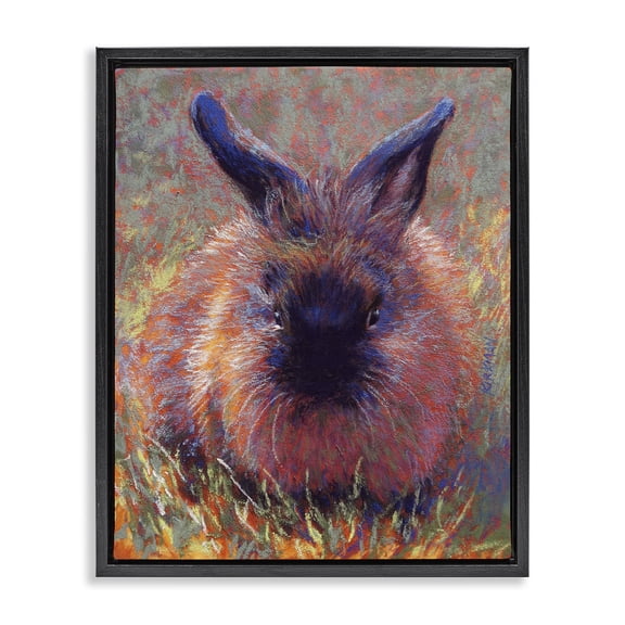 Stupell Industries French Country Abstract Stippled Rabbit Black Floating Frame Canvas Art, 17 x 21, by Rita Kirkman