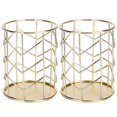 thumbnail image 1 of 2pcs MultiFunctional Hollow Pen Holders Desktop Makeup Brush Holders Organizer (Gold), 1 of 5