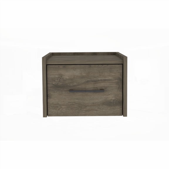 Dark Brown Floating Nightstand with Drawer – Bedroom Storage